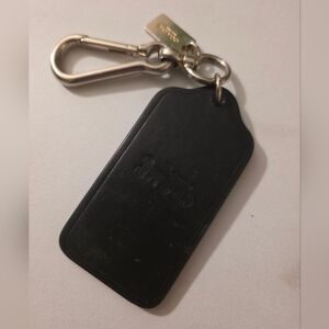 Coach Black Leather Keychain with Silver Clip